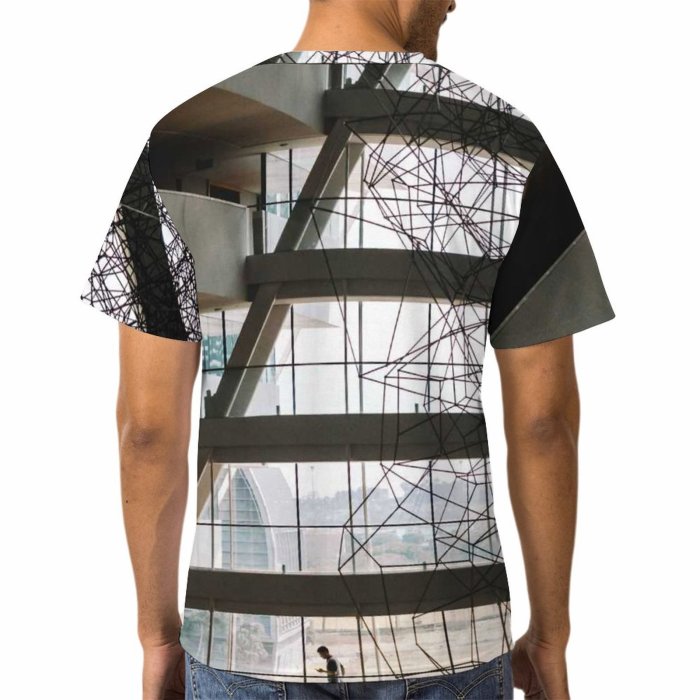 yanfind Adult Full Print T-shirts (men And Women) Light Construction Office Architecture Window Reflection Urban Concrete Perspective Expression Contemporary