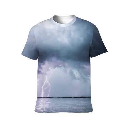 yanfind Adult Full Print T-shirts (men And Women) Sea Landscape Sunset Beach Ocean Dark Cloud Dramatic Rainbow Thunder