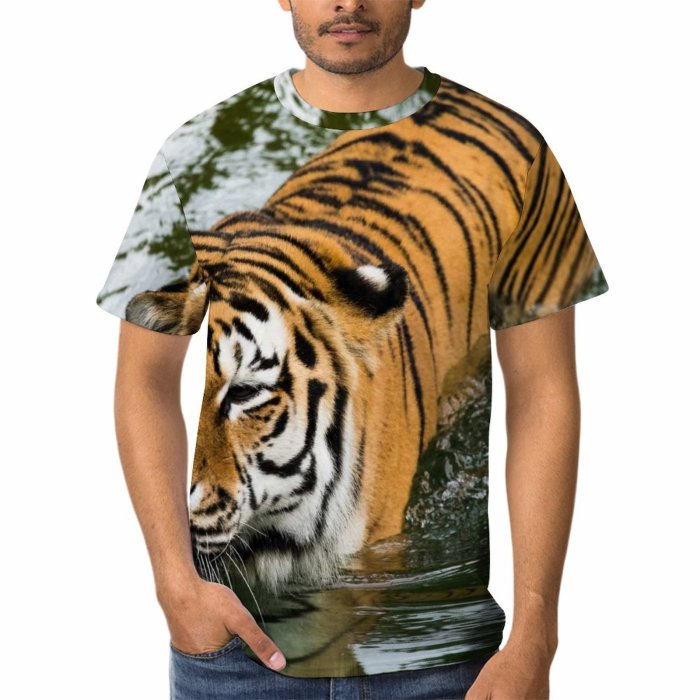 yanfind Adult Full Print T-shirts (men And Women) Fur Cat Wild Wildlife Angry Danger Staring Stripe Endangered