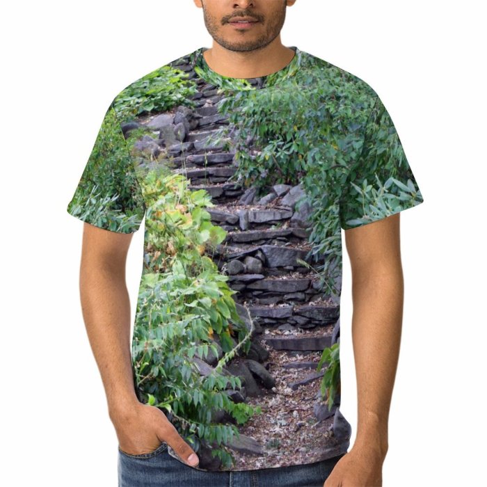 yanfind Adult Full Print Tshirts (men And Women) Architecture Beauty Entrance Footpath Forest Garden Grass Hike Hiking Hill Landscape Leaf