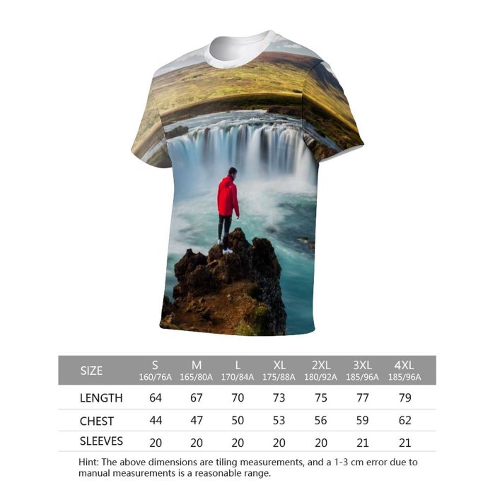 yanfind Adult Full Print T-shirts (men And Women) Landscape Sunset Lake River Fall Seascape Waterfall Rock Outdoors Rainbow