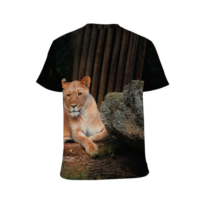 yanfind Adult Full Print T-shirts (men And Women) Tree Fur Portrait Lion Cat Wild Hunter Safari Wildlife