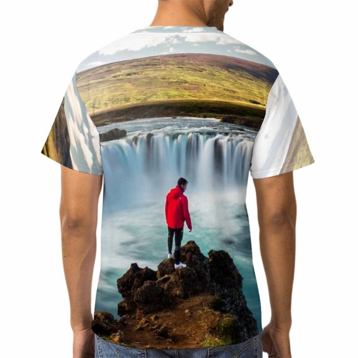 yanfind Adult Full Print T-shirts (men And Women) Landscape Sunset Lake River Fall Seascape Waterfall Rock Outdoors Rainbow