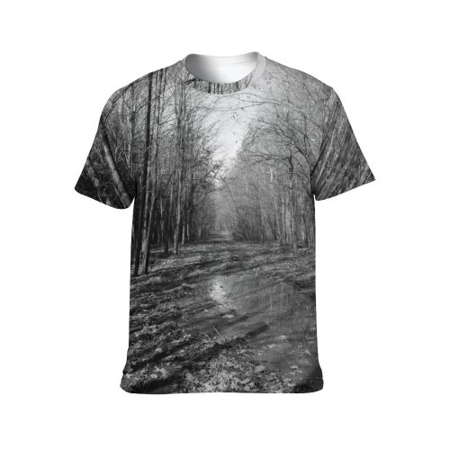 yanfind Adult Full Print Tshirts (men And Women) Fall Path Leaves B&w Woods Trees Forest Bspo06