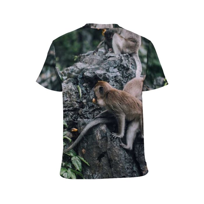 yanfind Adult Full Print T-shirts (men And Women) Wood Cute Tree Fur Baboon Monkey Outdoors Baby Jungle Wildlife Primate