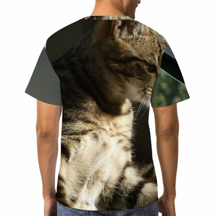 yanfind Adult Full Print T-shirts (men And Women) Pet Cute Grey Fur Portrait Kitten Cat Sleep Furry Tabby