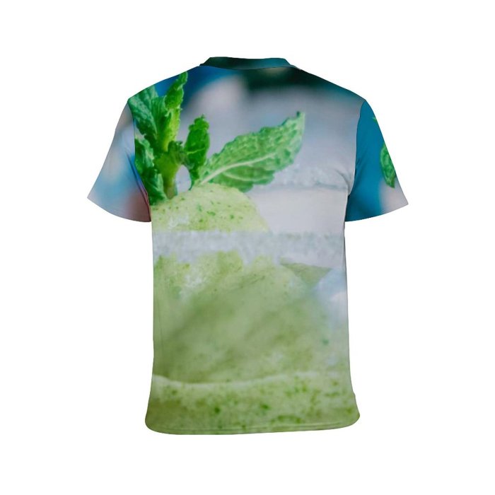 yanfind Adult Full Print T-shirts (men And Women) Summer Cocktail Glass Frozen Leaf Sugar Sweet Health Fruit Yogurt Cream