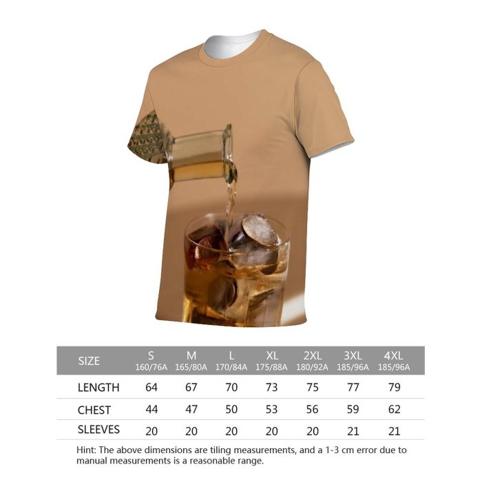 yanfind Adult Full Print T-shirts (men And Women) Glass Wine Classic Gold Bottle Vodka Liquor Cognac Scotch Rum Bourbon Intoxicated