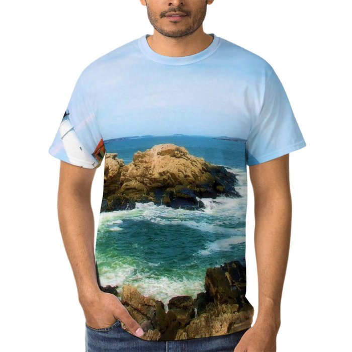 yanfind Adult Full Print Tshirts (men And Women) Lighthouse Portland Maine Headlight Sea NewEngland Atlantic Ocean Seascape Landscape