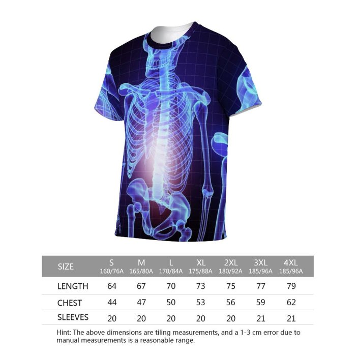 yanfind Adult Full Print Tshirts (men And Women) Xray Skull Skeletal Bones Colour Effects Texture Abstract Threedimensional Technology Imagination Digital