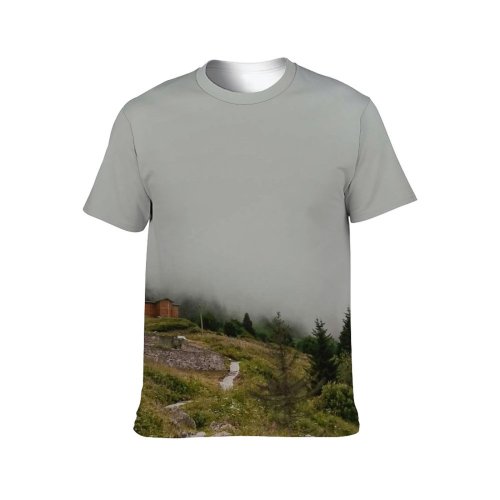 yanfind Adult Full Print T-shirts (men And Women) Wood Light Countryside Hill Fog Grass Mist Architecture Tree Fall Outdoors Daylight