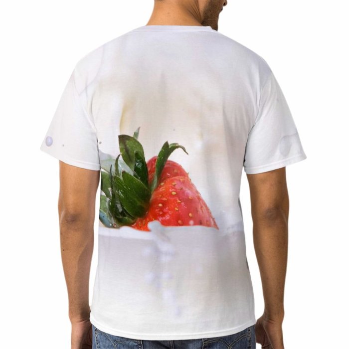 yanfind Adult Full Print Tshirts (men And Women) Strawberry Cream Abstract Beautiful Berry Colorful Concept Dairy Delicious Design Dessert