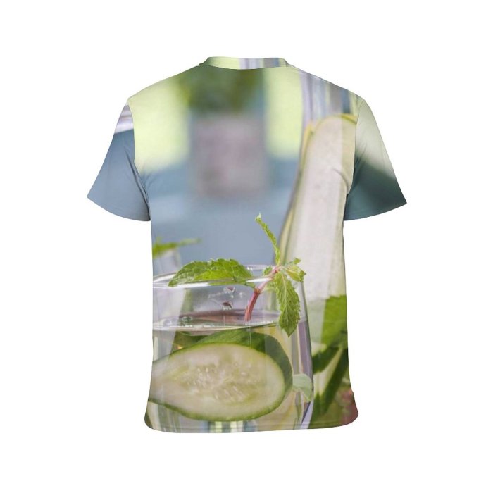yanfind Adult Full Print T-shirts (men And Women) Summer Party Cocktail Glass Table Leaf Wine Lemon Health Lime Juice