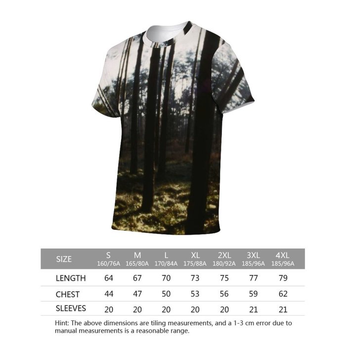 yanfind Adult Full Print T-shirts (men And Women) Landscape Trees Natural Outside Dark Shadows Plants Woods