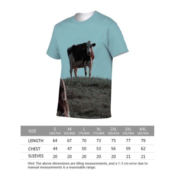 yanfind Adult Full Print T-shirts (men And Women) Landscape Field Countryside Agriculture Farm Grass Milk Cow Rural Calf Farmland Pasture
