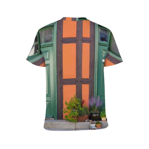 yanfind Adult Full Print T-shirts (men And Women) Wood Street Travel Mailbox Door Window Gate Classic Entrance Family Facade Doorway