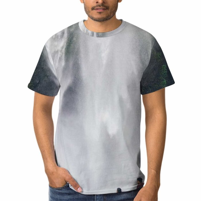 yanfind Adult Full Print T-shirts (men And Women) Landscape Summer Mist Park Tree River Travel Motion Outdoors Recreation Rainbow