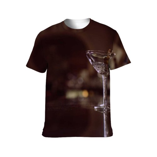 yanfind Adult Full Print T-shirts (men And Women) Wood Light Dark Glass Vintage Table Luxury Wine Classic Elegant Dining Liquor