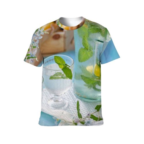yanfind Adult Full Print T-shirts (men And Women) Summer Cocktail Glass Leaf Health Fruit Tropical Lime Juice Salt Vodka