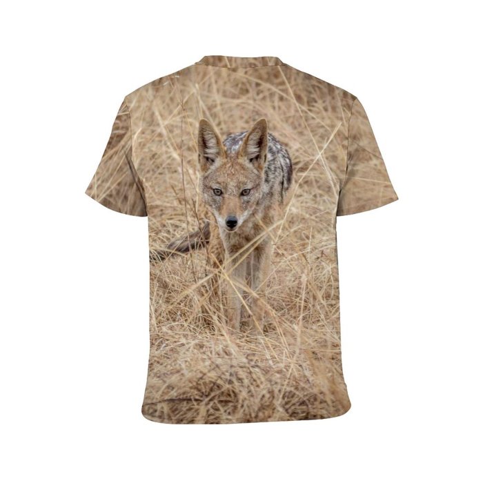 yanfind Adult Full Print T-shirts (men And Women) Wood Field Countryside Grass Fur Fall Young Fox Outdoors Wild