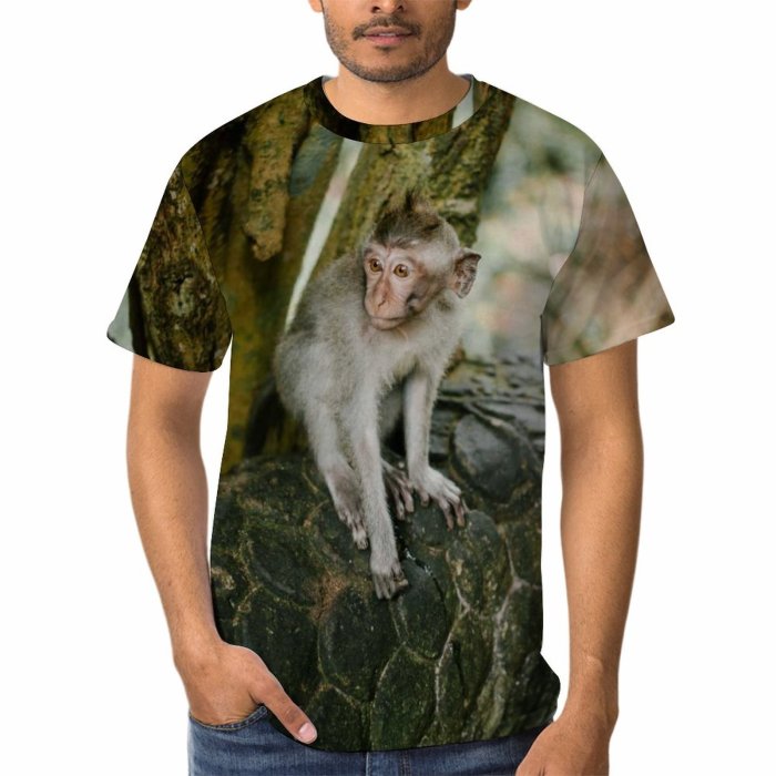 yanfind Adult Full Print T-shirts (men And Women) Wood Park Tree Portrait Monkey Outdoors Wild Jungle Wildlife Primate Rainforest