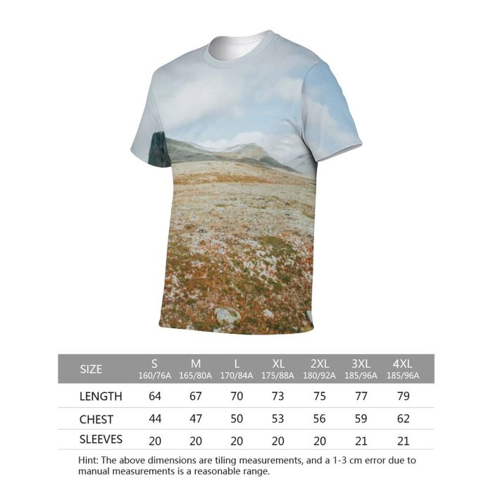 yanfind Adult Full Print T-shirts (men And Women) Snow Summer Winter Grass Lake High Travel Adventure Outdoors Valley Hike Tundra