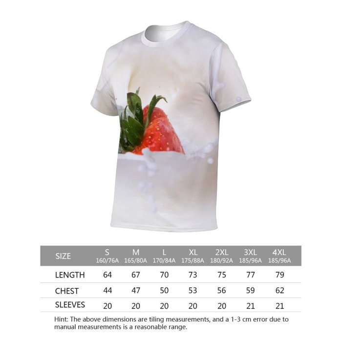 yanfind Adult Full Print Tshirts (men And Women) Strawberry Cream Abstract Beautiful Berry Colorful Concept Dairy Delicious Design Dessert