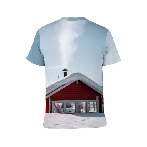 yanfind Adult Full Print T-shirts (men And Women) Sky Building Cool Cottage Countryside Freeze Frost Frozen Landscape Natural Outdoors