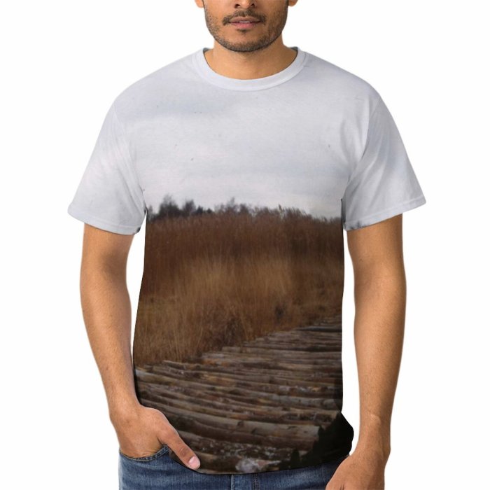 yanfind Adult Full Print Tshirts (men And Women) Landscape Trees Natural Outside Plants Woods Wooden Path
