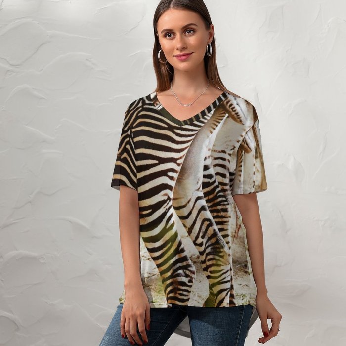 yanfind V Neck T-shirt for Women Sunny Tail Wildlife Wallpapers Grey Zebra Pictures PNG HQ Summer Top  Short Sleeve Casual Loose