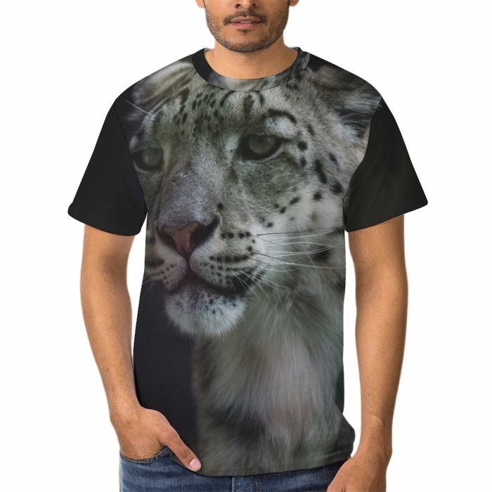 yanfind Adult Full Print T-shirts (men And Women) Fur Portrait Cat Wild Leopard Wildlife Danger Staring Stripe Rare