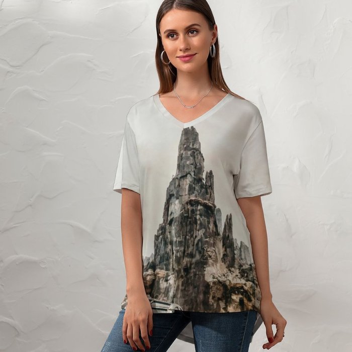 yanfind V Neck T-shirt for Women Ruins Space Wars Building Fl HQ Wallpapers Studios Architecture Free Disney Summer Top  Short Sleeve Casual Loose