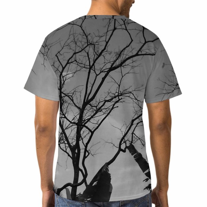 yanfind Adult Full Print T-shirts (men And Women) Leafless Tree Bw Blackandwhite Landscape Plants Dark Sky