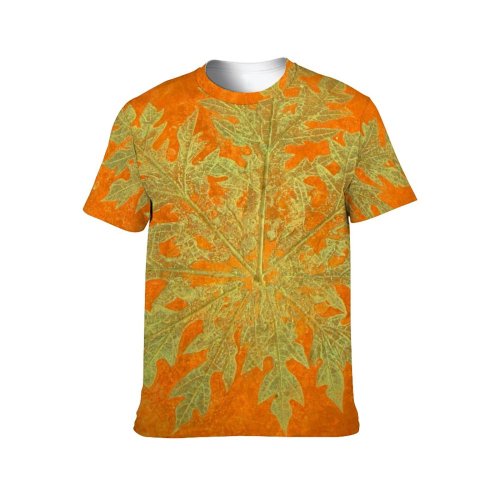 yanfind Adult Full Print Tshirts (men And Women) Leaf Stone Gold Decorative Texture Design Motif Tile Mould Golden