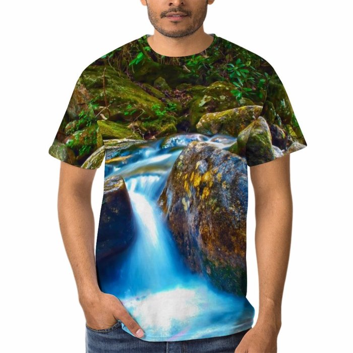 yanfind Adult Full Print Tshirts (men And Women) Flow Running Stone Rock Rocky Landscape