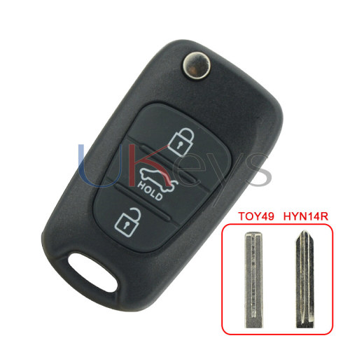 Flip key shell 3 button for Hyundai I20 I30 2008-2012