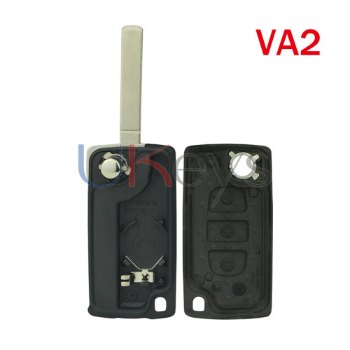 CE0536 Flip key shell 3 button middle trunk VA2/HU83 blade for Peugeot 107 207 307 308 407 607 Citroen C2 C3 C4 C5 C6 C8
