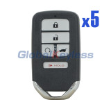 FCC KR5V2X 433.9mhz Smart key 5 button 47chip for Honda Civic CRV Pilot 2016-2018 PN 72147-TLA-A01 (Pack of 5)