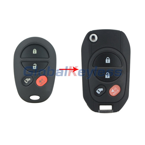 Modified flip key shell 4 button TOY43 blade for Toyota Sequoia