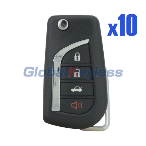 Flip remote key shell 4 button VA2 for Toyota Hilux Corolla Camry (Pack of 10)