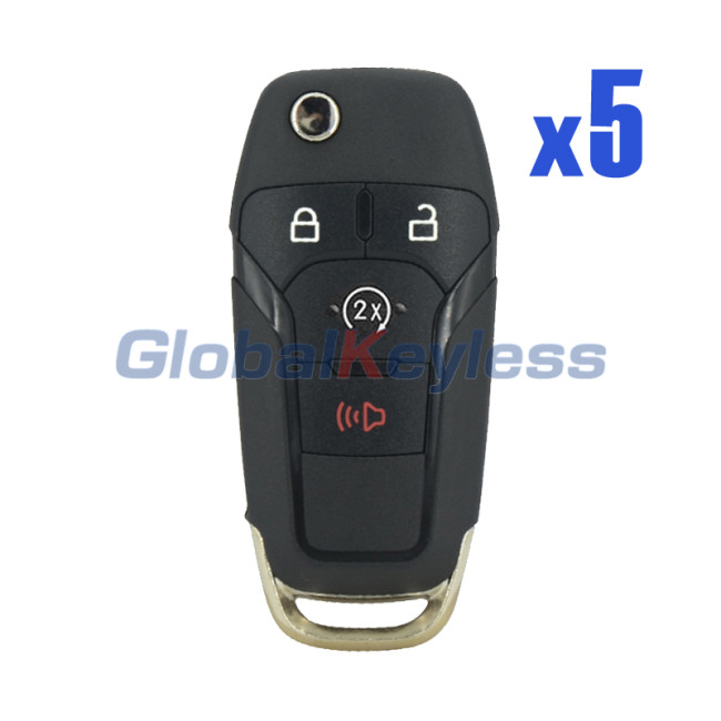 N5F-A08TDA 4 button flip key 902mhz ID49 chip for 2015-2022 Ford F-Series Raptor Ranger PN 164-R8134 (Pack of 5)