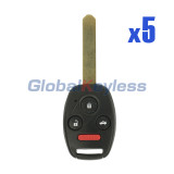 FCC N5F-A05TAA remote key 4 button 313.8Mhz for Honda Civic 2012 2013 P/N 72147-TRO-A010-M2 (Pack of 5)
