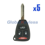 FCC KOBDT04A Remote head key 4 button 315Mhz for Chrysler 300 Dodge Durango Charger Jeep Grand Cherokee 2007 PN 56038757AE (Pack of 5)