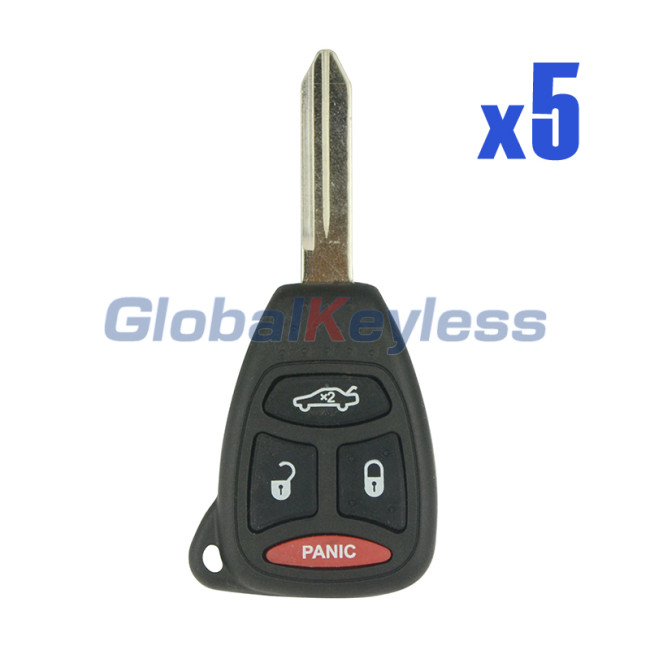 FCC KOBDT04A Remote head key 4 button 315Mhz for Chrysler 300 Dodge Durango Charger Jeep Grand Cherokee 2007 PN 56038757AE (Pack of 5)