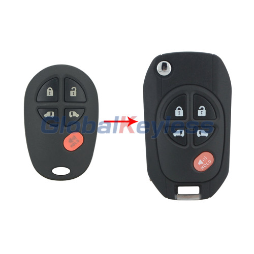 Modified flip key shell 5 button TOY43 blade for Toyota Sequoia