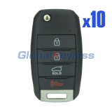 FCC NYODD4TX1306 Flip key shell KHY37 4 button for 2014-2016 Kia Sportage P/N 95430-3W350 (Pack of 10)