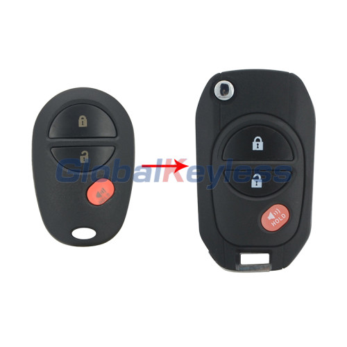 Modified flip key shell 3 button TOY43 blade for Toyota Sequoia