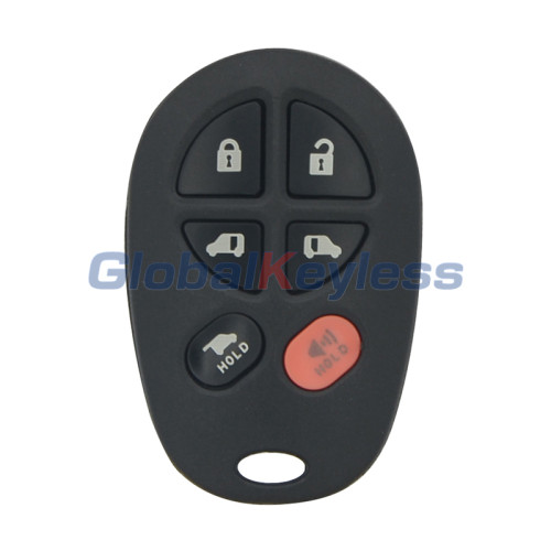 FCC GQ43VT20T Remote fob shell 6 button for Toyota Sienna 2005-2009 PN 89742-AE050