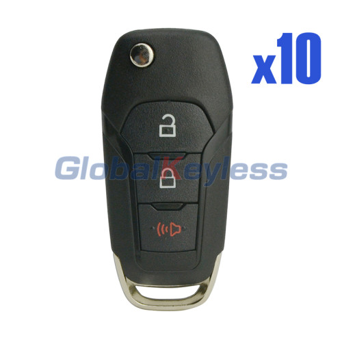 FCC N5F-A08TAA flip key shell 3 button for Ford Explorer Ford F-150 2016 2017 PN 164-R8130 (Pack of 10)