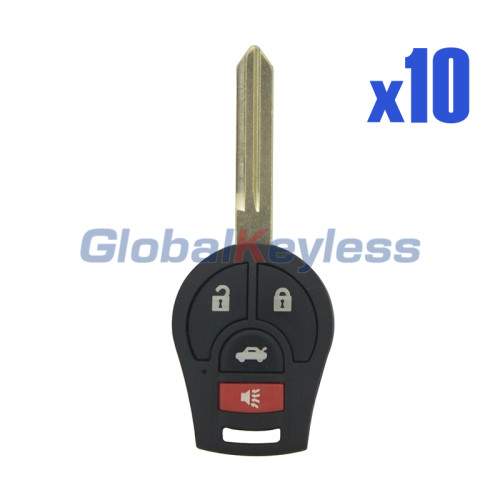 Remote key shell 4 button for Nissan VERSA CUBE JUKE ROGUE SENTRA (Pack of 10)